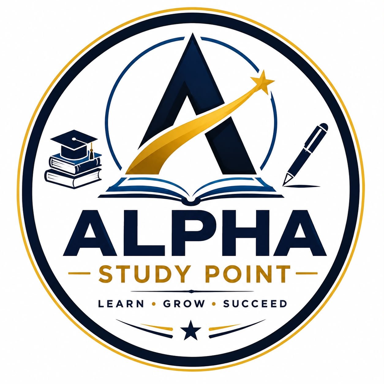 Alpha Study Point academic coaching institute logo for school and competitive exam preparation